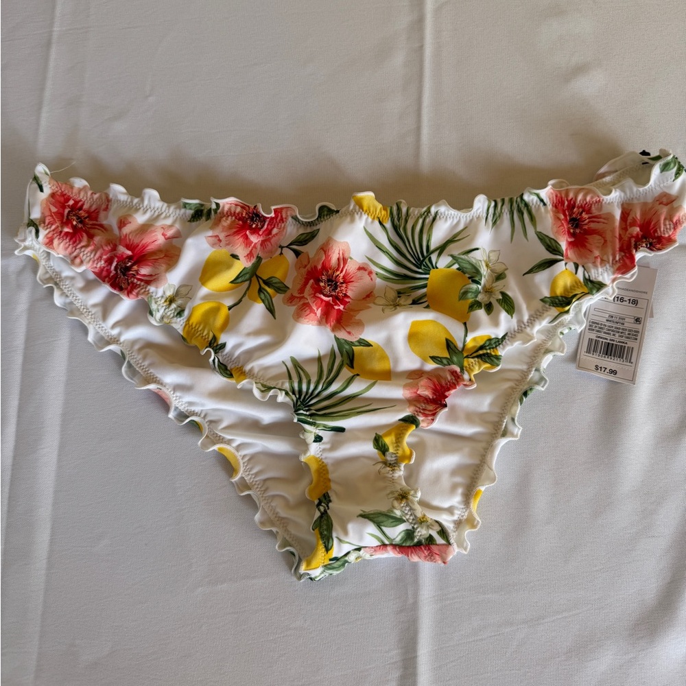 Tropical Flower & Lemon Bikini Set with Coral and Yellow Accents - Picture 5 of 5